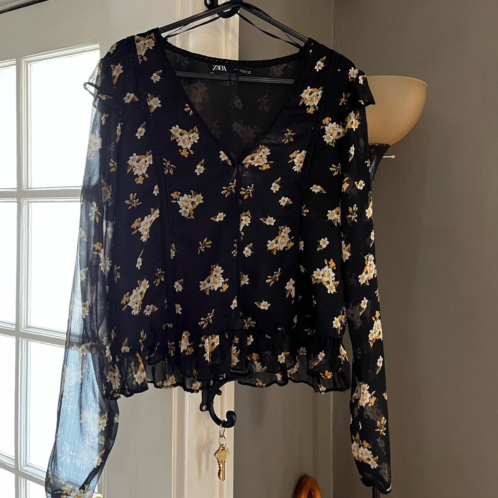 Zara Floral Blouse PERFECT condition